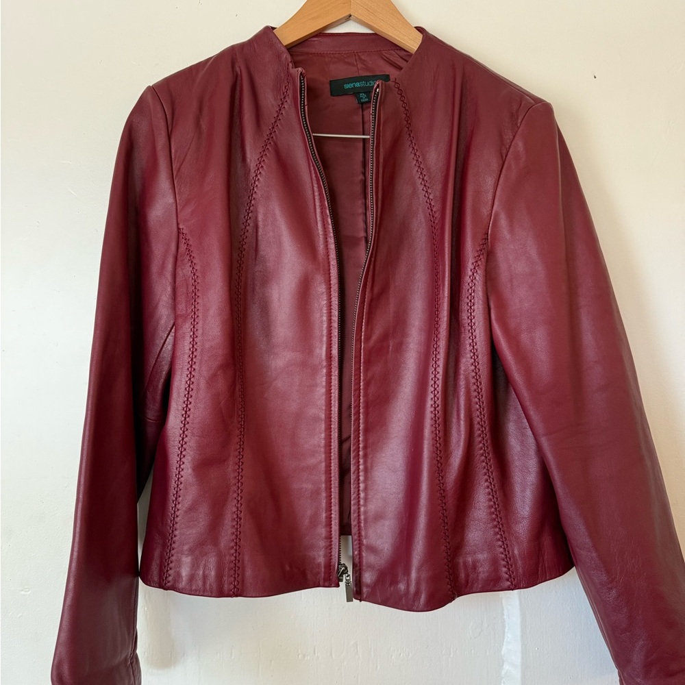 Siena Studio Bordeaux Red Leather Jacket, XL